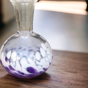 Stunning purple and white blown glass vintage artisan vase