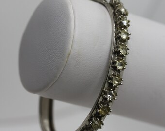 Vintage rhinestone bangle bracelet - one size fits all