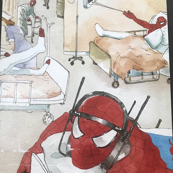 La portada de la revista NEW YORKER solamente - 17 de enero de 2011 - Spiderman en el hospital - Por favor, lea la descripción