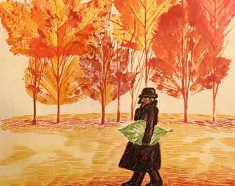 14 octobre 1972 - The NEW YORKER Magazine couverture originale - arbres, feuilles
