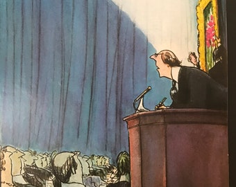 April 14, 1975 - The NEW YORKER Magazine original cover -  cover art by Charles Saxon - a painting of flowers being auctioned