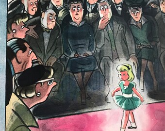 March 7, 1953 - The NEW YORKER Magazine original cover by Leonard Dove - little girl fashion runway