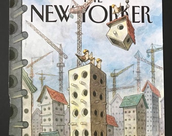 April 18, 2016 - The NEW YORKER Magazine original cover - building a birdhouse village