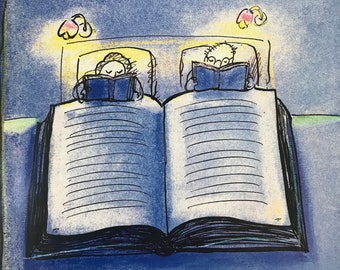 NEW YORKER Magazine cover - December 3, 1990 - couple reading books in bed