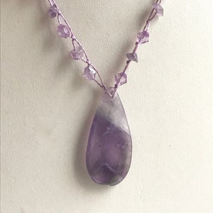 Stunning purple amethyst vintage necklace lavender amethyst and gemstone chips image 1