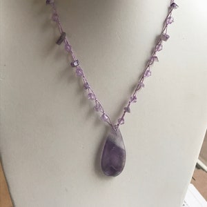 Stunning purple amethyst vintage necklace lavender amethyst and gemstone chips image 2