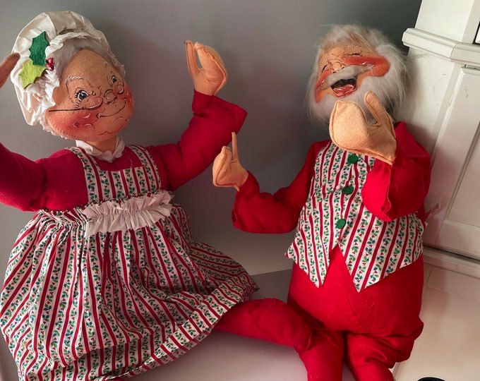 Very Old, Very Large Annalee Dolls Santa and Mrs. Claus Etsy