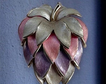 Pink and lilac vintage strawberry pin brooch