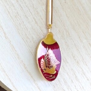 Stunning Enamel ship souvenir collectible spoon