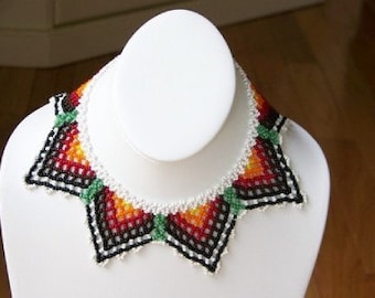 Stunning vintage handmade beadwork collar necklace