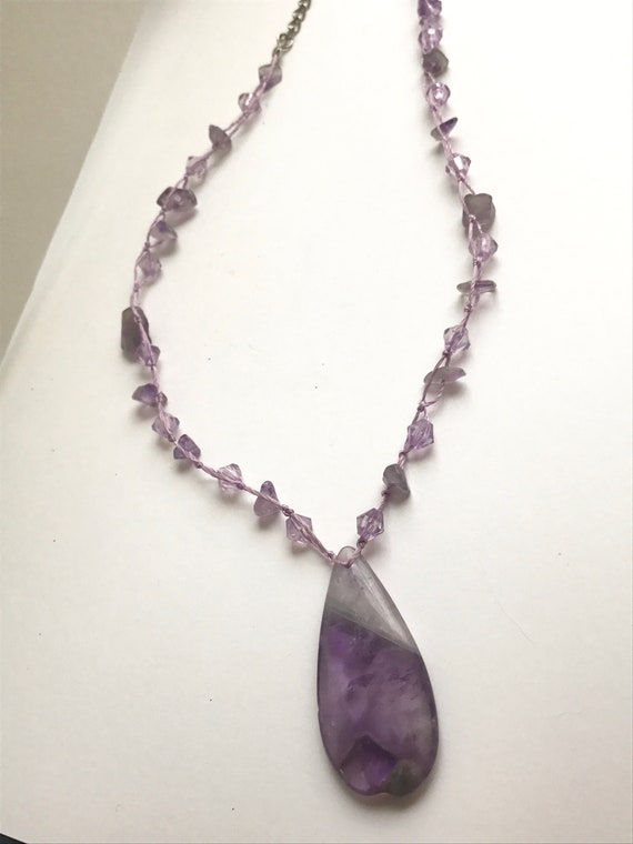 Stunning purple amethyst vintage necklace - laven… - image 5