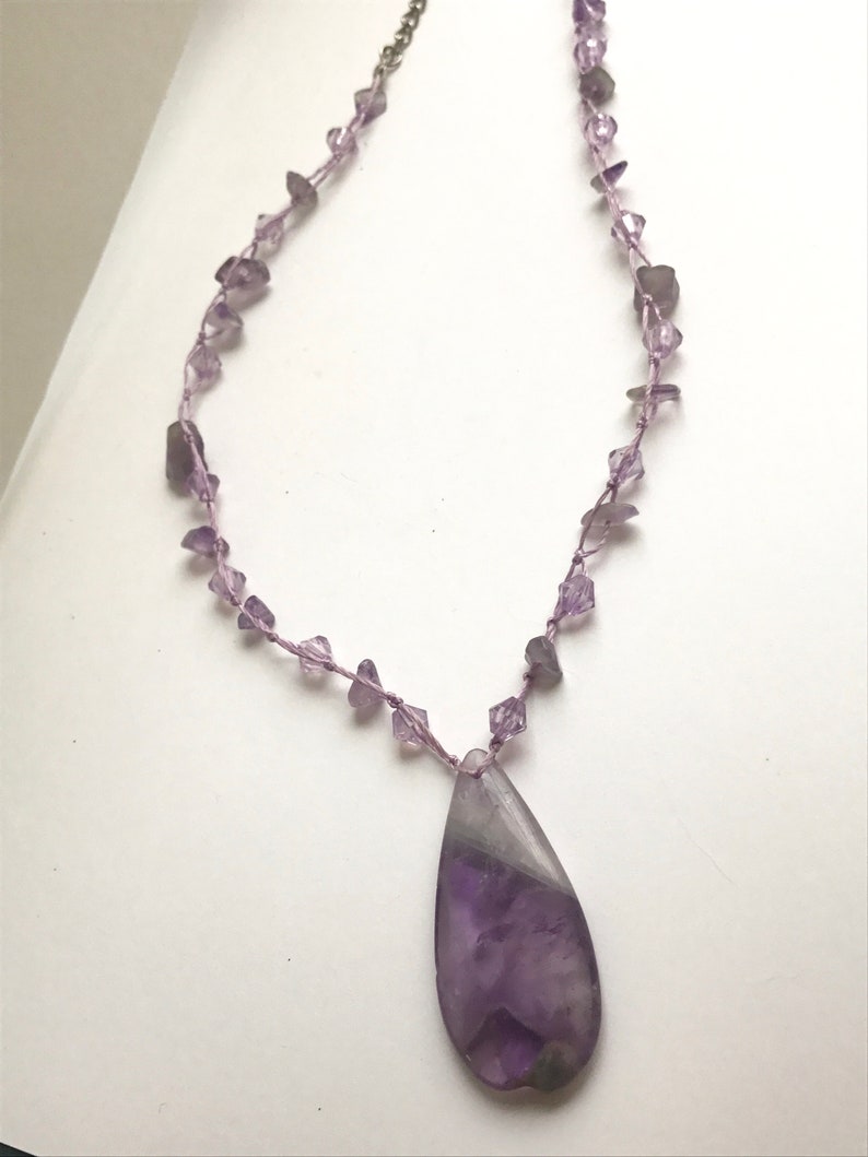 Stunning purple amethyst vintage necklace lavender amethyst and gemstone chips image 5