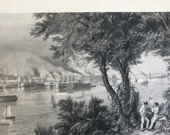 Grabado de grabado de la década de 1800 - por D. Appleton & Co.