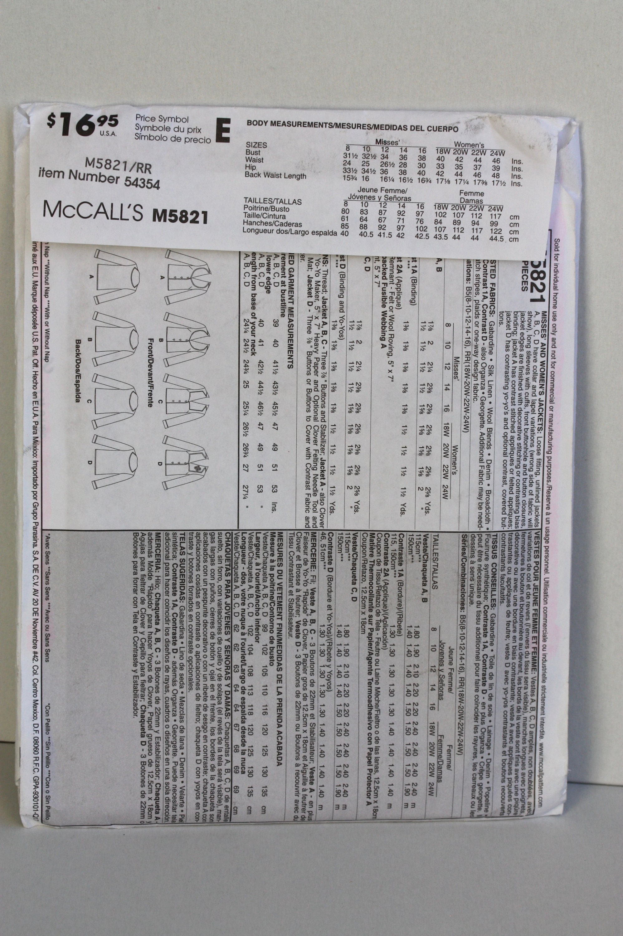 UNCUT Sewing Pattern - Mccalls Sewing Pattern M5821 - Plus Size Womans ...