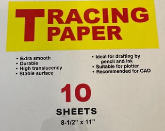 10 sheets of good quality unused tracing paper 8 1/2" x 11" - Made in Switzerland