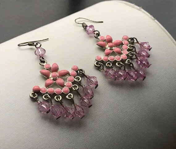 Chandelier Style Cute Pink Vintage Dangle Earrings Cute Pink Vintage Dangle Earrings, Chandelier Style Pink Earrings