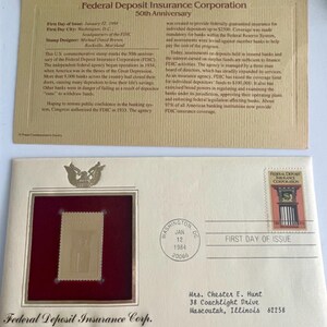 FDIC Federal Deposit Insurance Corporation 20-cent Postage Stamp & 22K ...