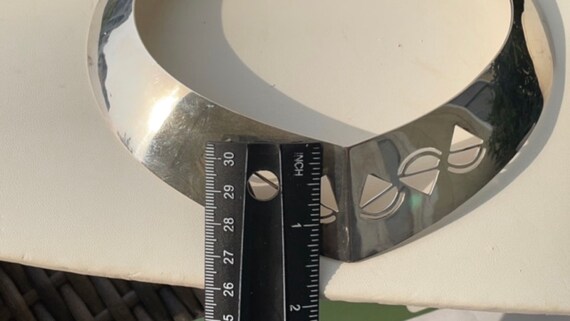 Silvertone with geometric pattern unique vintage … - image 5