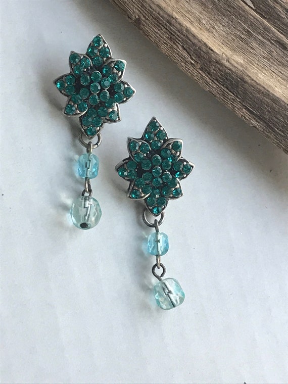 Stunning vintage turquoise dangle earrings - image 6