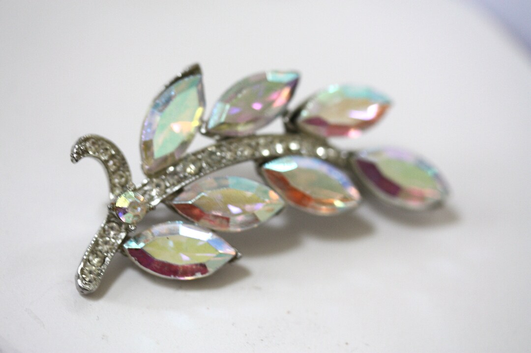 Unique Vintage AB Glass Rhinestone Signed WEISS Pin - Etsy