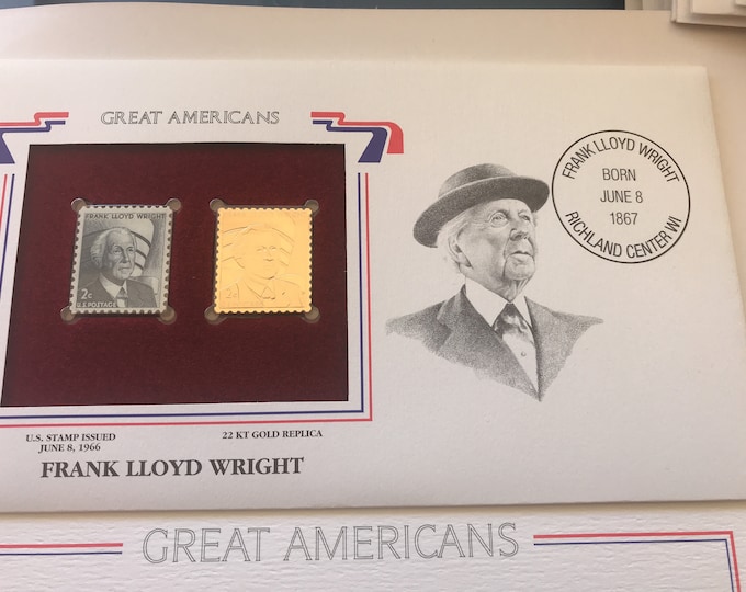 1966 Frank Lloyd Wright 2cent Stamp in Mint Condition & 22K Gold