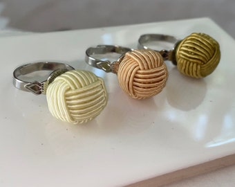 Fun rings made of Satin Chinese ball knots - choose your color - ivory, peach, creamy linen