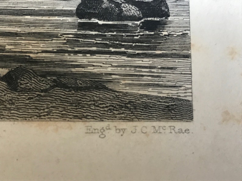 Very Rare Esopus Landing Hudson River by Captain S Eastman Etching print from the 1800/'s JC McRae