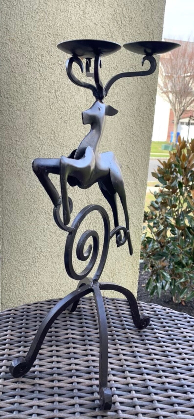 Tall and Grand Vintage Cast Iron Reindeer Candle Holder Etsy