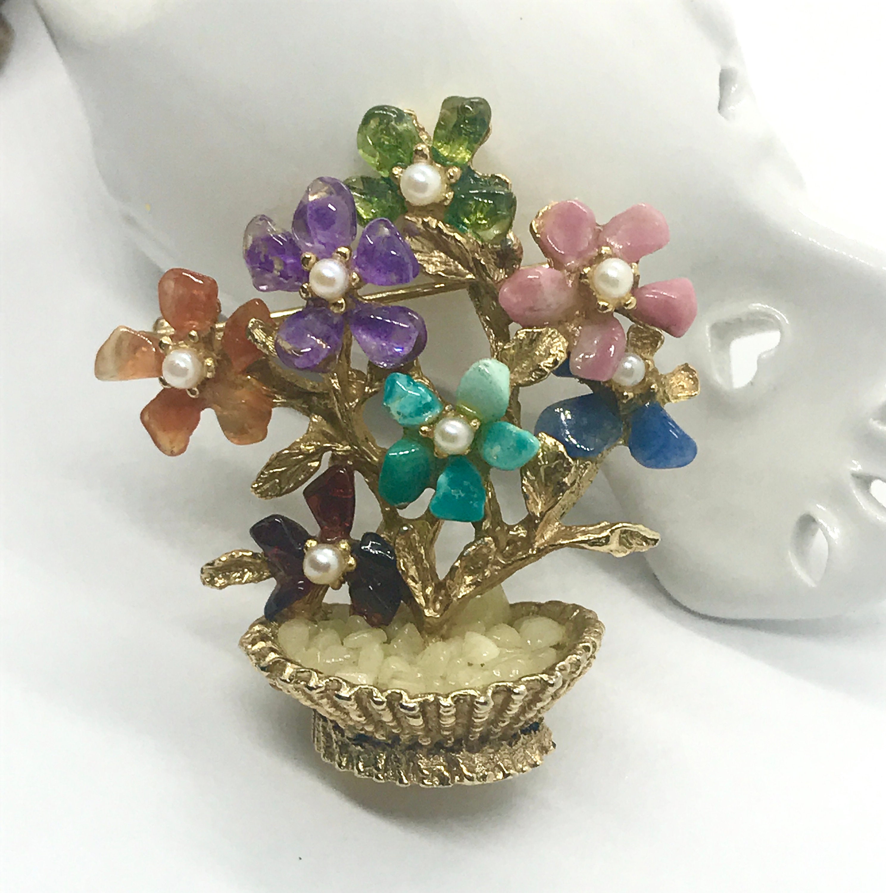 collectible pin Vintage floral pin bridal jewelry brooch bouquet oval unique pin pin flower pins flowers purple floral pin gift