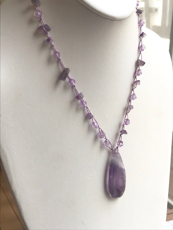 Stunning purple amethyst vintage necklace - laven… - image 3