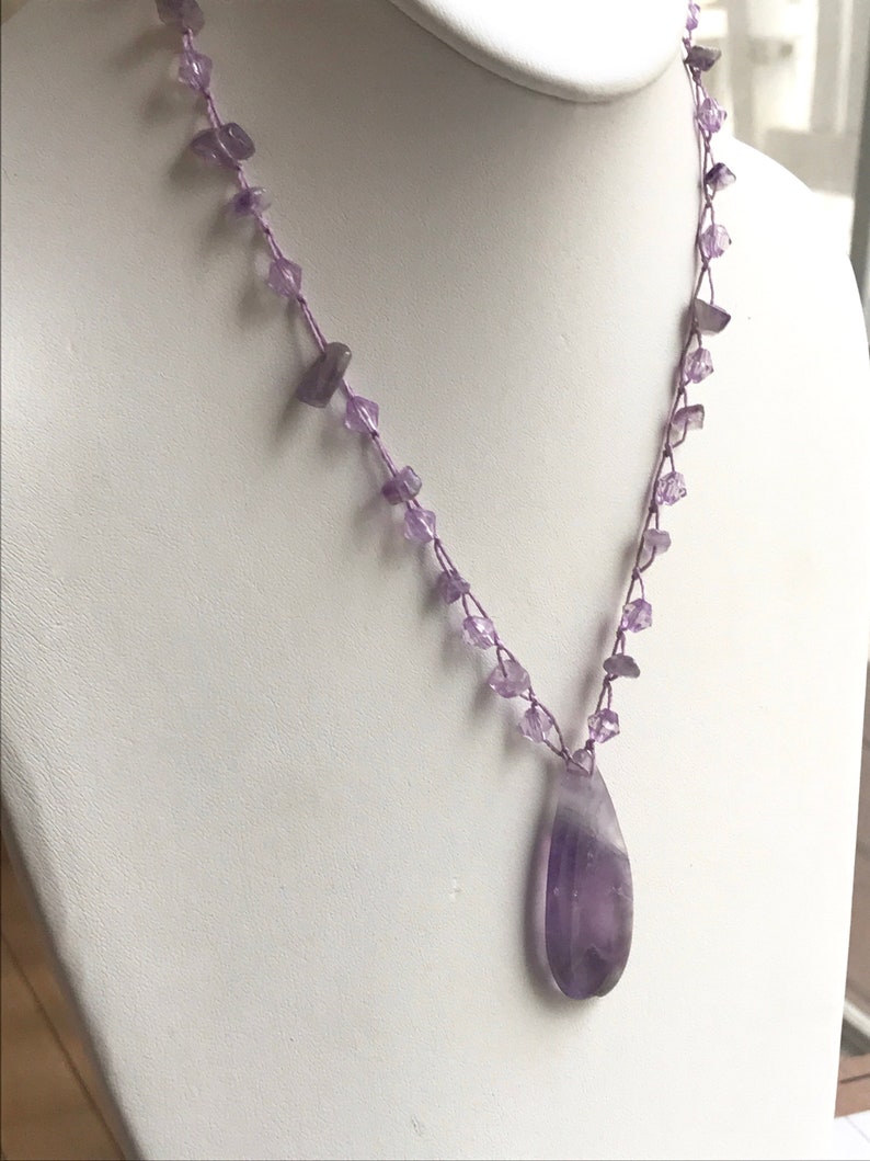 Stunning purple amethyst vintage necklace lavender amethyst and gemstone chips image 3