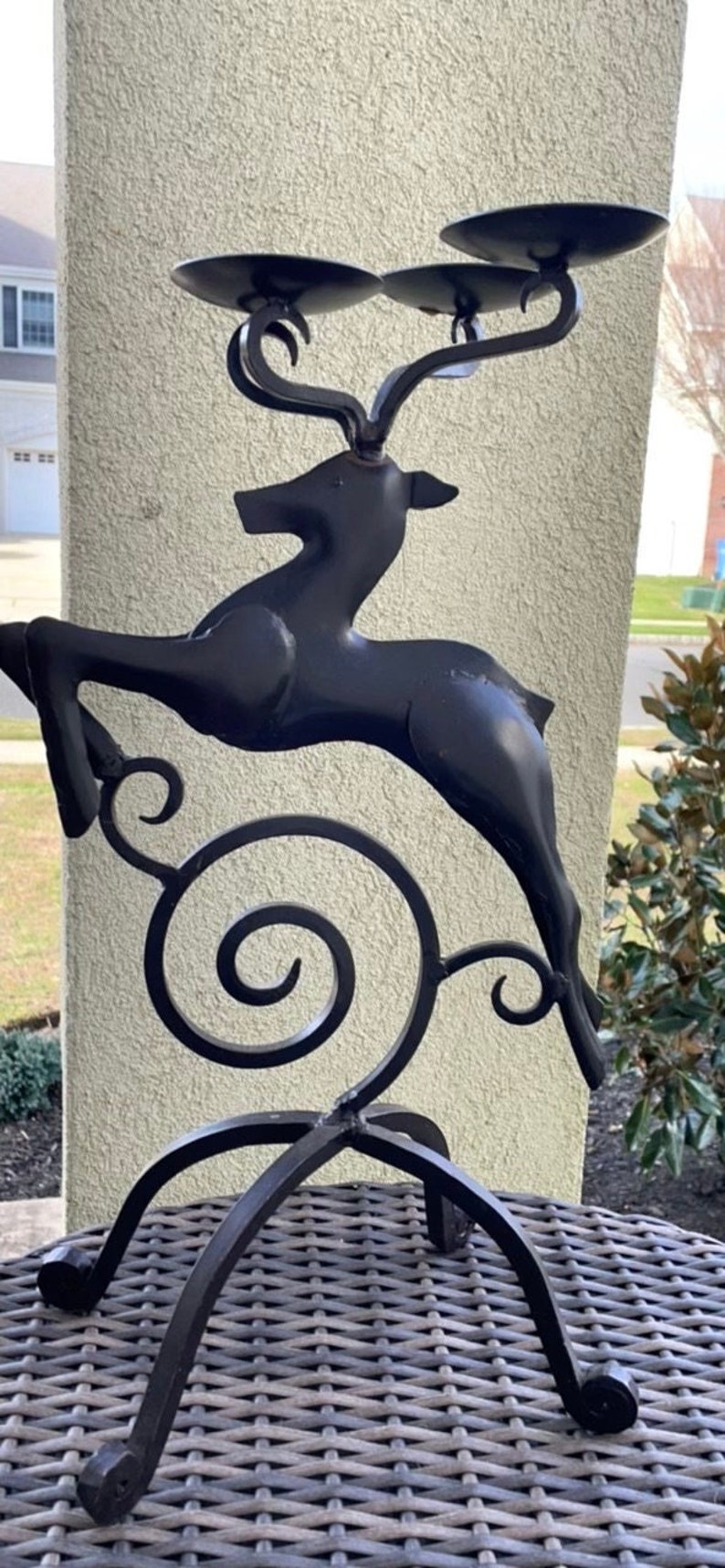 Tall and Grand Vintage Cast Iron Reindeer Candle Holder Etsy