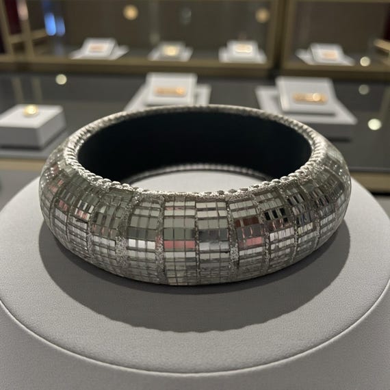 Unique Silver Mirror Square Bangle - Reflective D… - image 5