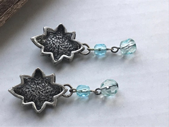 Stunning vintage turquoise dangle earrings - image 9