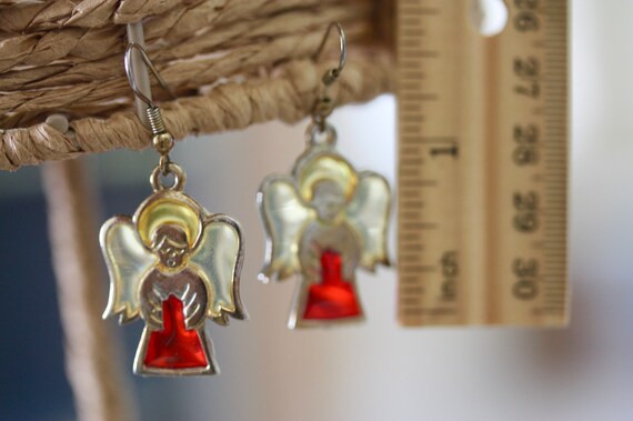 Stunning vintage stained glass angel earrings - image 9
