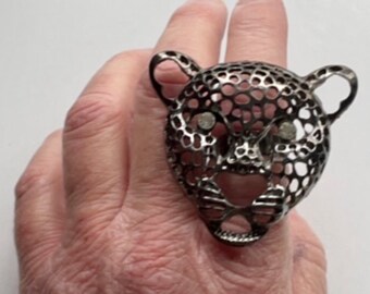Unique vintage large tiger ring - statement ring