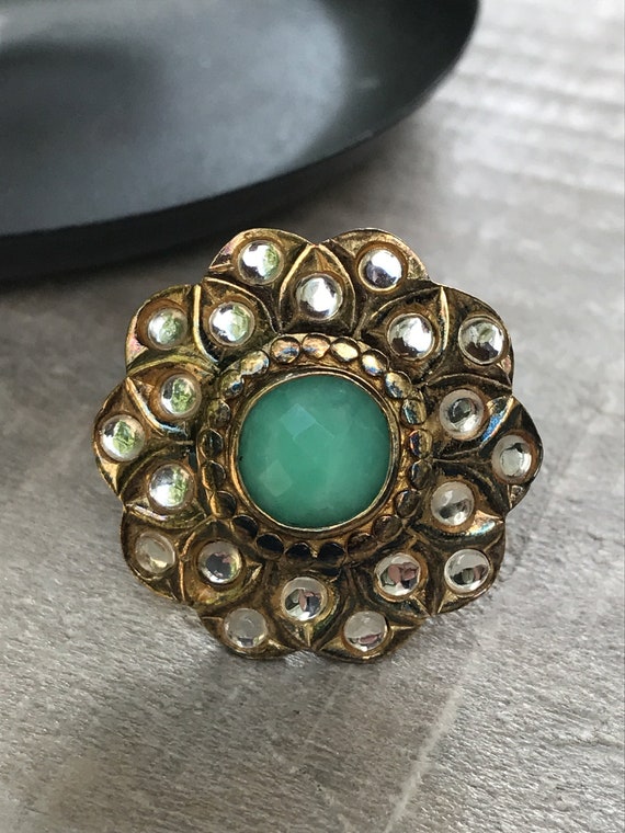Stunning and unique vintage costume ring with rhin