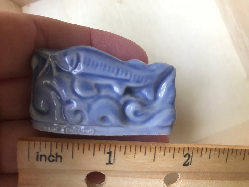Signed Wade England glazed porcelain figurine - blue DOLPHIN - Wade Whimsies, Red Rose Tea, dollhouse Miniatures image 9