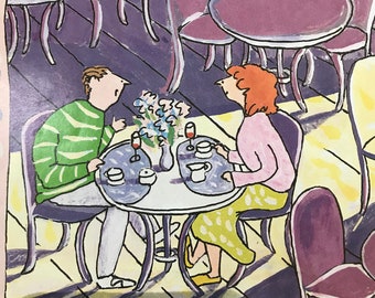 August 3, 1992 - The NEW YORKER Magazine original cover  - couple eating dinner