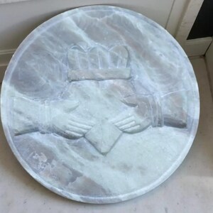 Irish Marble Art: Hand Carved Clasped Hands with Shamrock (2.5")