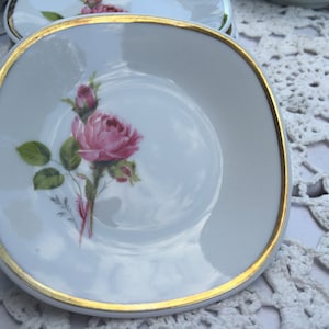PMR Bavaria Germany Green signature Small 4.25" rose plates/gold trim