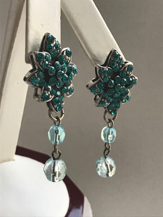 Stunning vintage turquoise dangle earrings - image 4