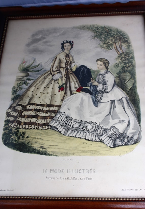 フランスアンティーク 額入り ファッションプレート No.3471840年