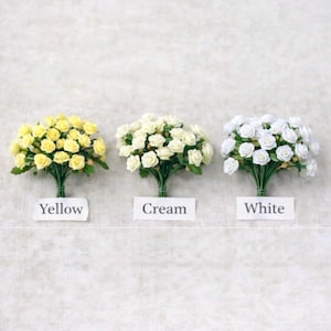 Miniature Silk Roses – Tiny Craft Flowers for Dollhouse Miniatures, Scrapbooking, Centerpieces, Resin Crafts, Millinery