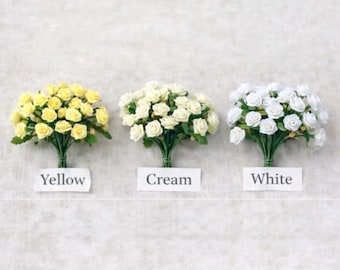 Miniature Silk Roses – Tiny Craft Flowers for Dollhouse Miniatures, Scrapbooking, Centerpieces, Resin Crafts, Millinery