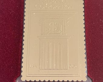 FDIC 連邦預金保険公社の 20 セント切手と 22K 金のレプリカおよび情報