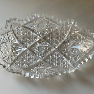 Deep etched stunning vintage crystal dish