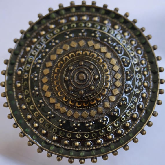 Multi textured unique round enamel pin 2" - image 1