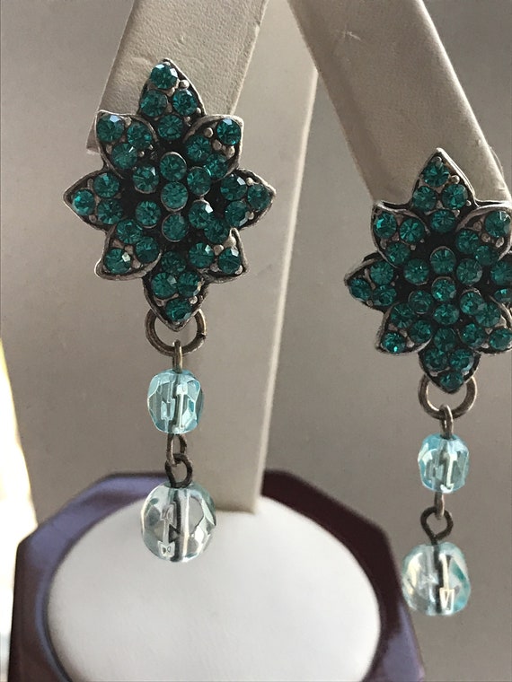 Stunning vintage turquoise dangle earrings - image 3