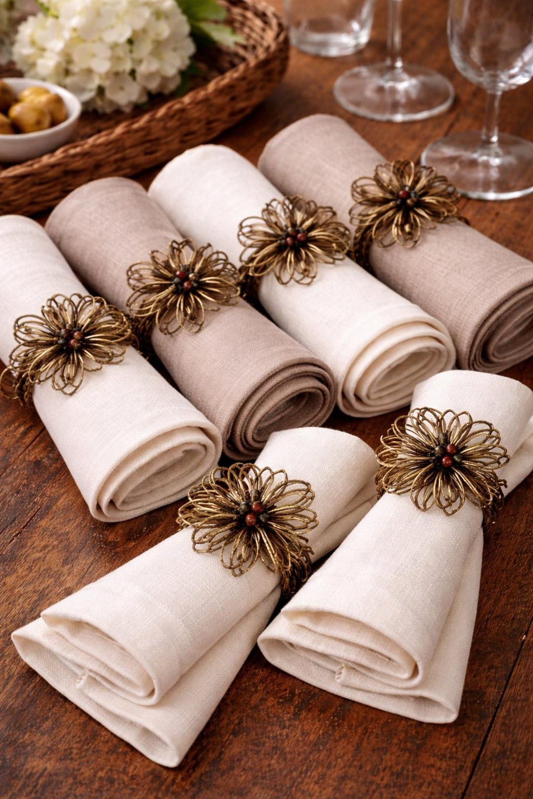 Set of 6 Unique Beaded Napkin Rings - Etsy